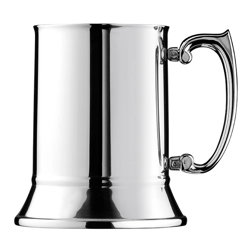 450 мл Tankard Stein с двойными стенками, нержавеющая сталь, пивная кружка для коктейля, завтрака, молока, кружки с рукояткой, кофейная чашка, барные принадлежности - Цвет: Stainless Steel