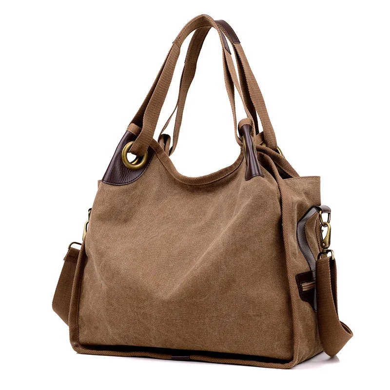 ФОТО Canvas bag vintage casual one shoulder handbag women's handbag large capacity travel bag messenger bag 