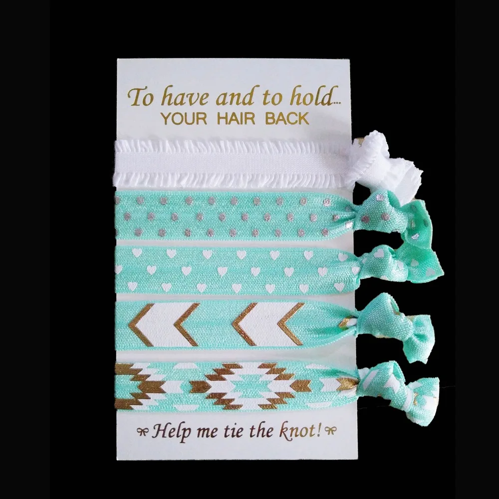 

T.R RIBBON 50pcs/lot 5pcs/set Green Women Hair Accessories FOE Elastic Hair Tie Headband printing Knotted Hair Bands