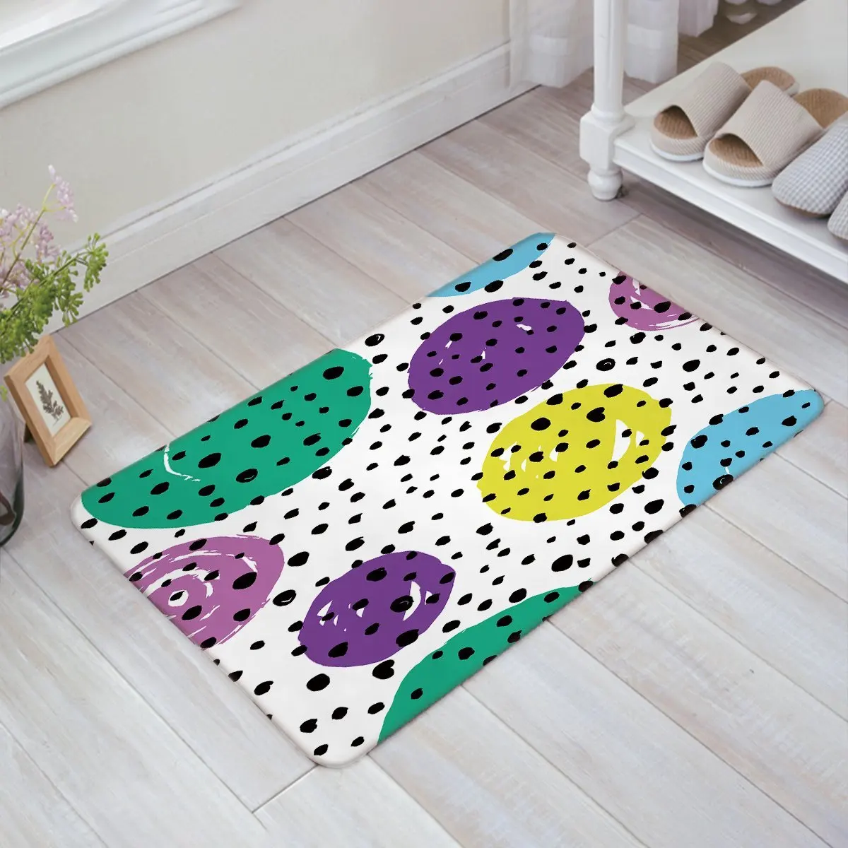 Purple Green Yellow Blue Circular Pattern Design Doormat Welcome Mat Entrance Indoor/Outdoor Door Mats | Дом и сад