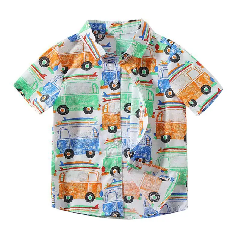 Летние корейские футболки для маленьких мальчиков, топы для маленьких детей, модная детская блузка с короткими рукавами и отворотами для мальчиков кофта с Китом, пуловер - Цвет: Бежевый