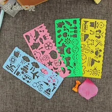 4PCS Bonito Símbolos Da Arte Gráfica Drawing Template Régua Estudante Crianças Elaboração Stencil Governante Papelaria