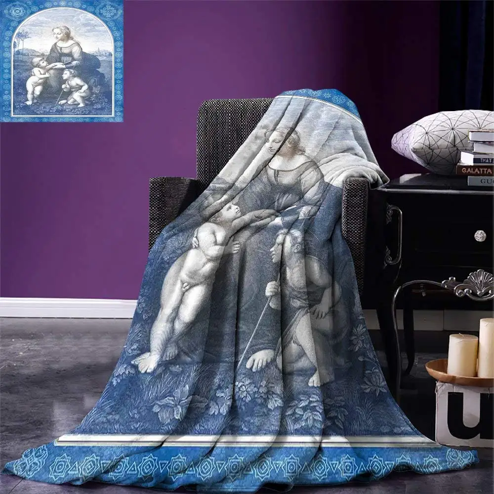 Renaissance Throw Blanket Medieval Middle Ages Mother and Sons on Farm