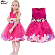 AiLe Rabbit/Новое свадебное платье для девочек вечерние платья с лепестками детская одежда платье-пачка Летний жилет без рукавов, бутик k1
