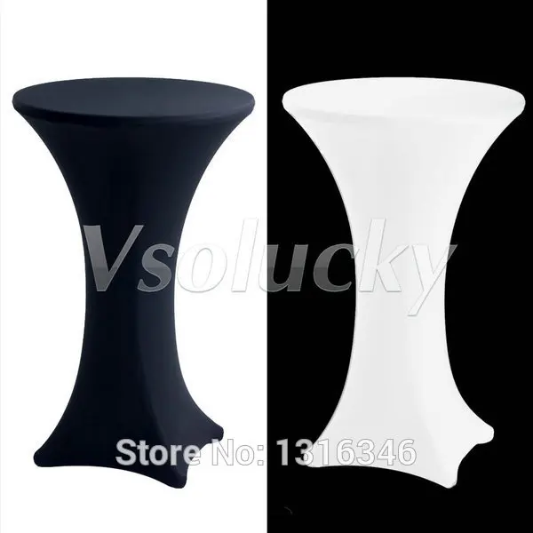 

New Lycra Stretch Cocktail Poseur Dry Bar Spandex Table Cover Cloth Wedding Party Event Decoration Diameter 80cm White Black
