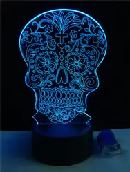GAOPIN Творческий цветок в форме черепа 3D лампы светодиодный USB Ночная Атмосфера свет многоцветный Touch или удаленного Luminaria пеленальный столик
