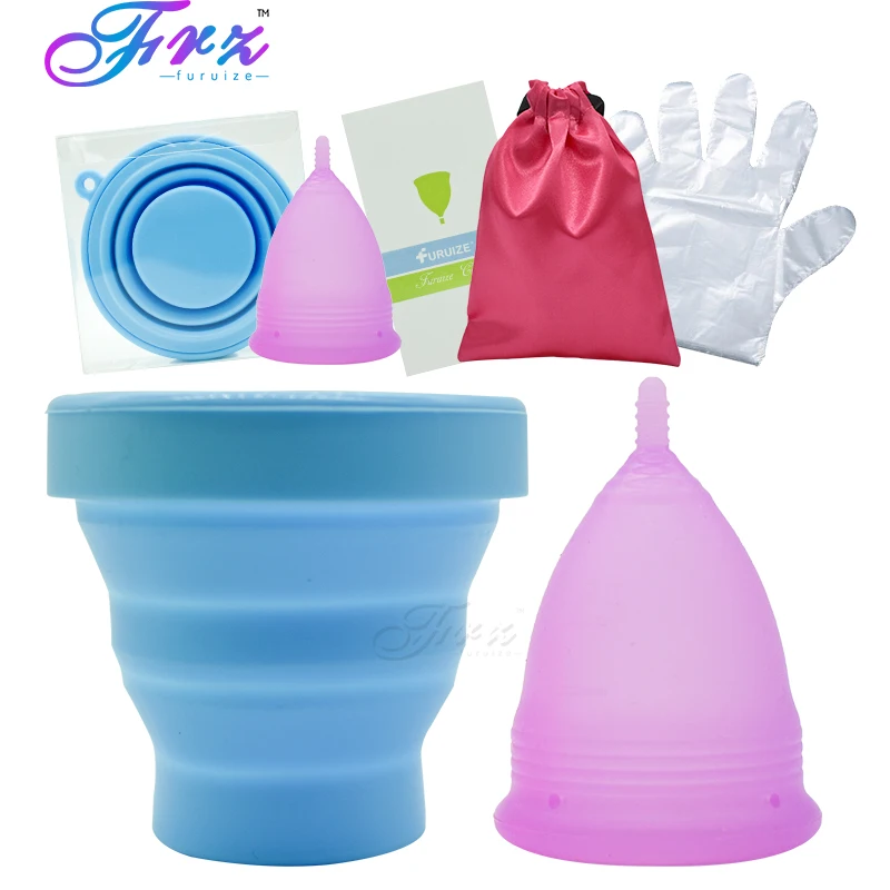 1pcs Menstrual Cup and 1pcs Sterilizer Cup Sterilizing Collapsible Cups