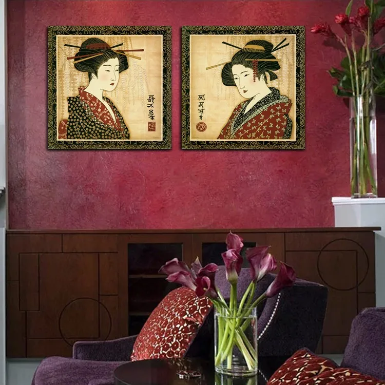 Classical Japanese Canvas Painting Home Decor Portrait Woman Japanese