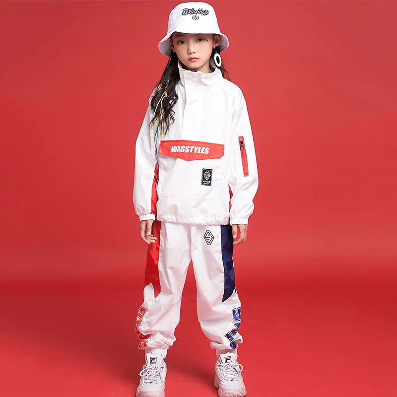 

Hip Hop Dance Costumes Kids White Long Sleeve Jacket Pants Children Street Clothes Boys Jazz Wear Performer Stage Outfit DN2792