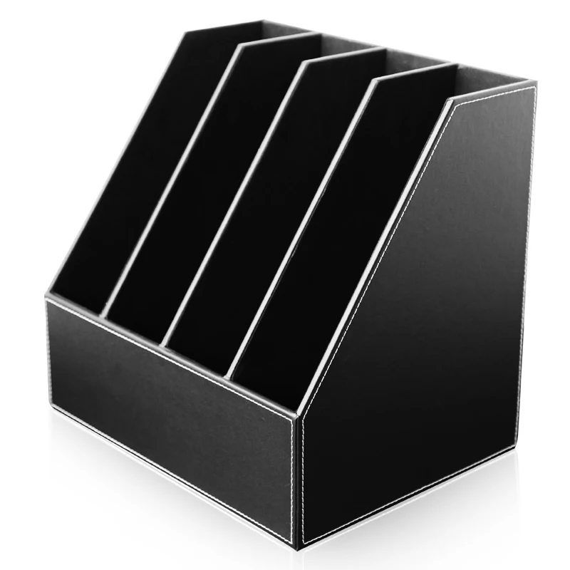 4 Slot Leather Desk File Holder File Tray Document Holder Cubbyhole