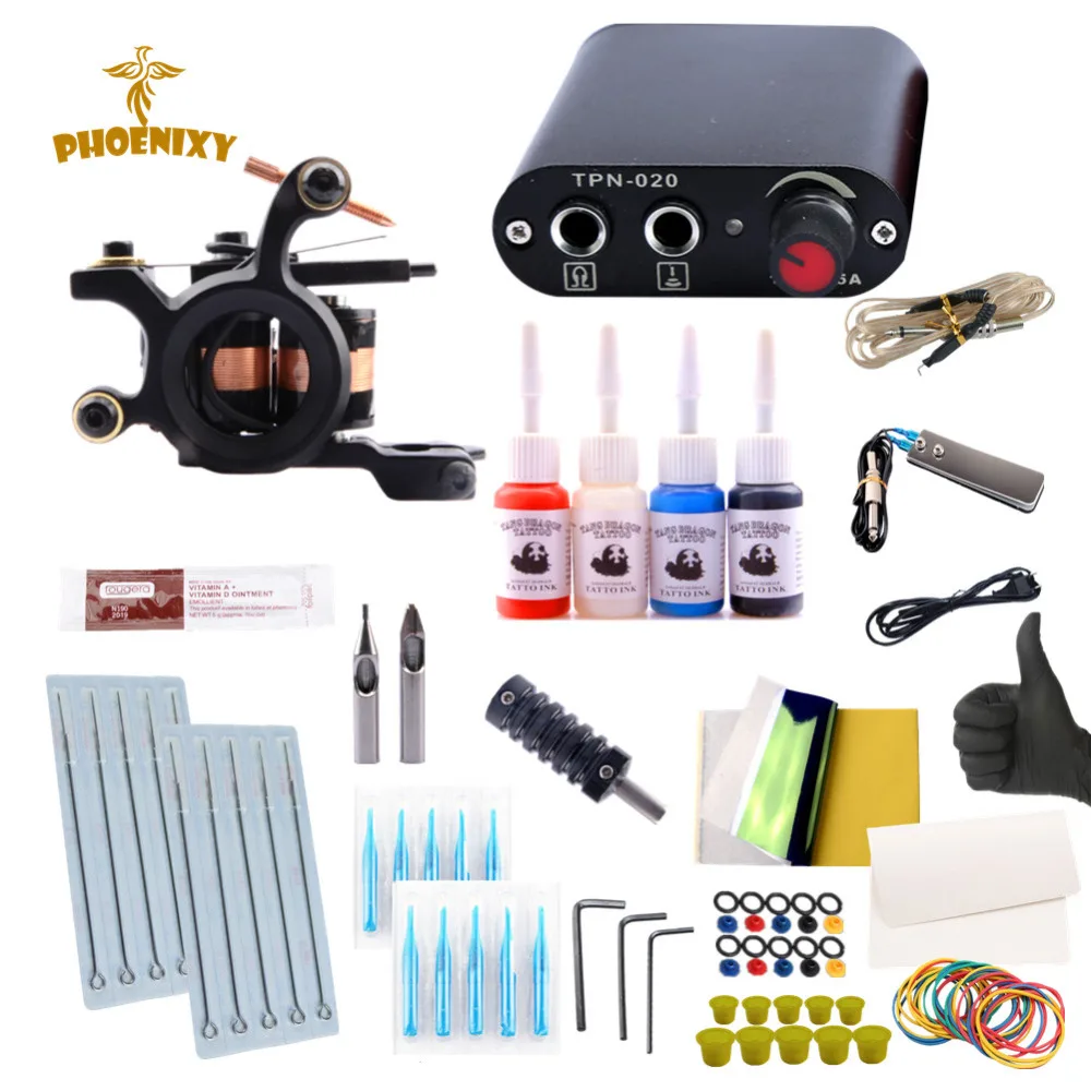 

Beginner Tattoo Kit Tattoo Machine Gun Set Mini Power Supply Inks Pigment Tattoo Supplies Permanent Makeup Starter Tattoo Set
