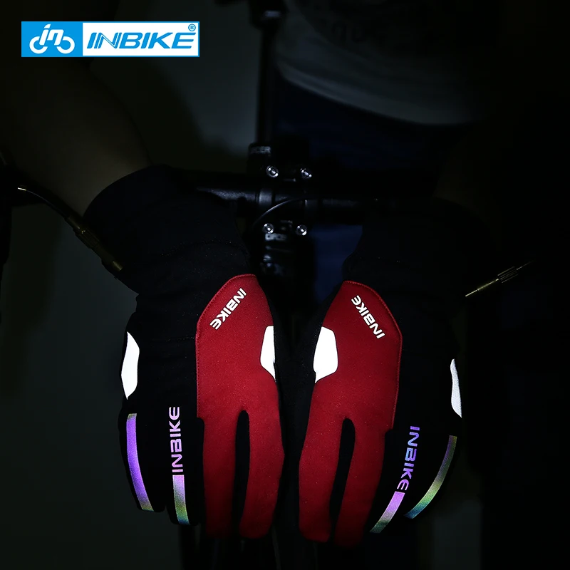 INBIKE зимние теплые велосипедные перчатки с сенсорным экраном для MTB толстым