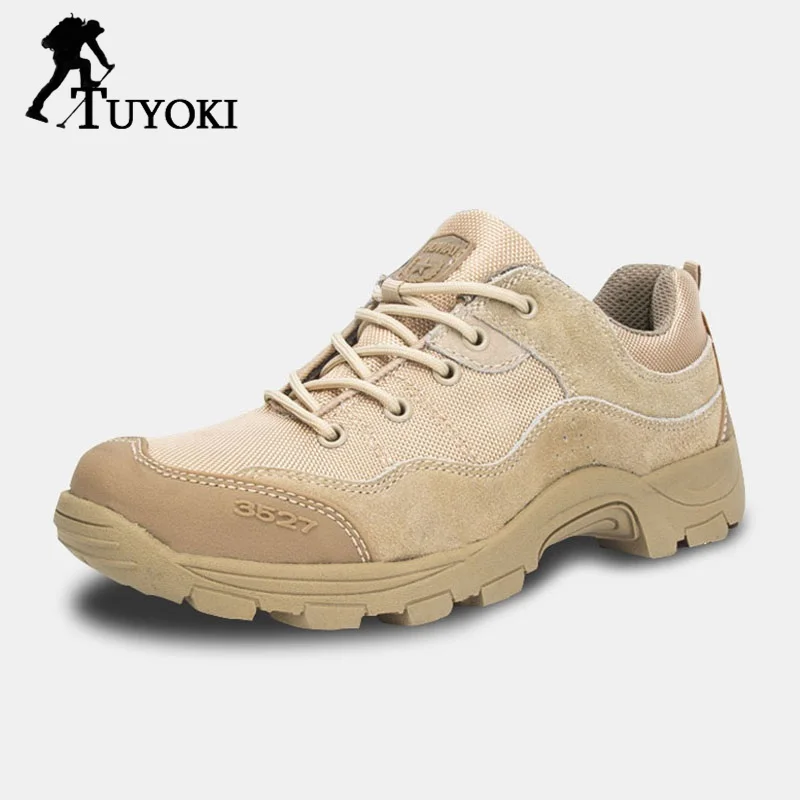 

Tuyoki High Quality Real Leather Men Fashion Hiking Shoes Men Cross Strap Trekking Camping Daily Causal Shoe Sneakers Size 39-45