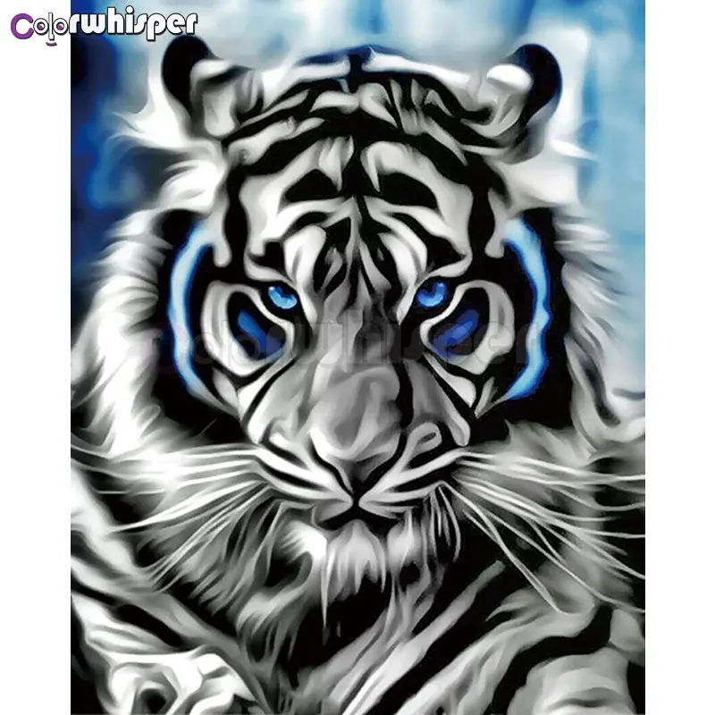 

Diamond Painting Full Square/Round Drill White Tiger 5D Daimond Embroidery Cross Stitch Kit Mosaic Rhinestone Decor Crystal D011