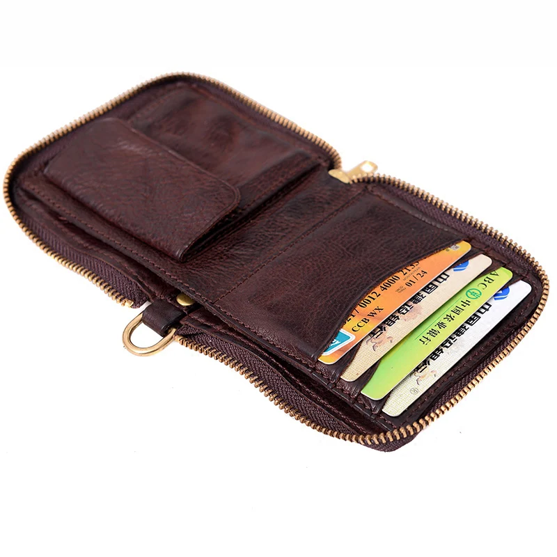 AETOO кожаный бумажник ручной работы мужской короткий мягкий кожаный кошелек на молнии Ретро Молодежный персональный воловья кожа зажим для денег