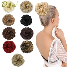 DIFEI, вьющиеся резинки для волос, шиньон, с резинкой, коричневый, блонд, синтетические волосы, кольцо, обруч для волос, пучок, хвосты