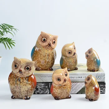 

3pcs ceramic owl pastoral animal figurine cute home decor porcelain crafts room decorations Wedding Birthday decoration Gift