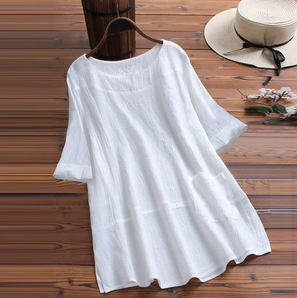 

Fashion 2019 Hot Women Casual O Neck Short Sleeve Bikini Cover Up Linen Solid Kaftan Beach Tunics Summer Beach Dresses Swimsuit