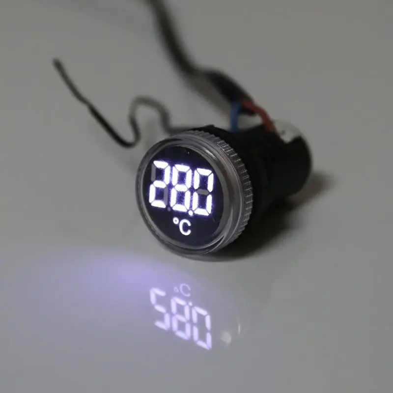 22mm AC 50-380V Thermometer Indicator Light LED Digital Display Temperature Measuring Induction Ranging-20-199℃ - Цвет: Белый