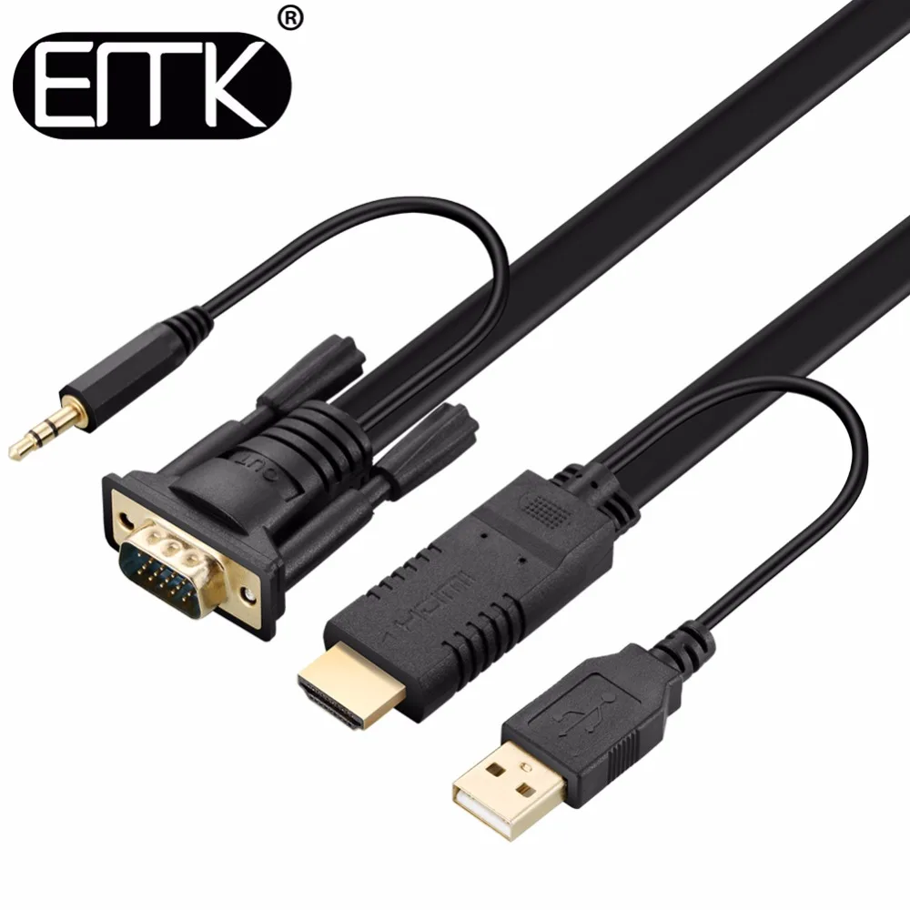 EMK HDMI to VGA Converter Cable With 3.5mm Audio Jack With USB (1)