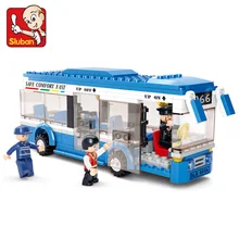 Sluban 0330 Modelo de Ônibus Da Cidade de Blocos de Construção Compatíveis Com Legoe DIY Iluminar Tijolos de Construção Kit Educação Brinquedos Crianças Presentes