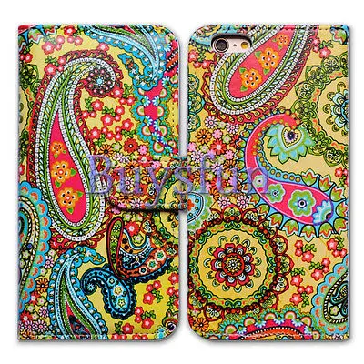 Bcov Бренд Розовый Зеленый Пейсли Кожаный Бумажник Чехол Для iPhone 6 S 100022989 |