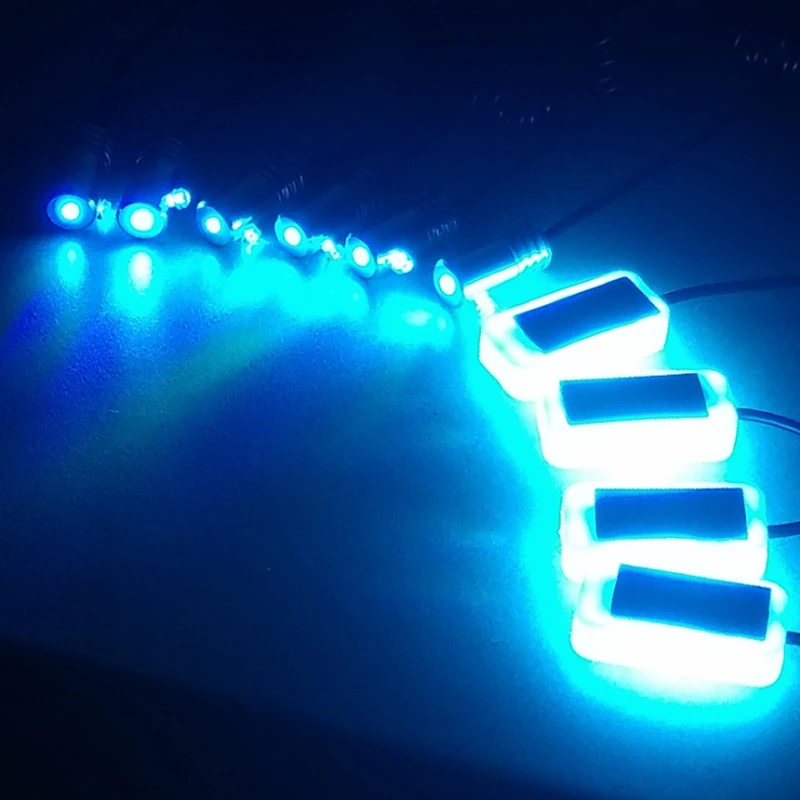 10 в 1 8 м звуковая активная EL неоновая подсветка для салона автомобиля приложение светодиодный свет салона автомобиля Многоцветный Bluetooth телефон управление атмосферным светом 12 В