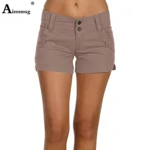 Plus Size S-5XL Casual elasticity Khaki Button Pocket Straight Leg Shorts Women Summer Mid Waist Solid 2019 Streetwear Shorts Plus Size S-5XL Casual elasticity Khaki Button Pocket Straight Leg Shorts Women Summer Mid Waist Solid 2019 Streetwear Shorts