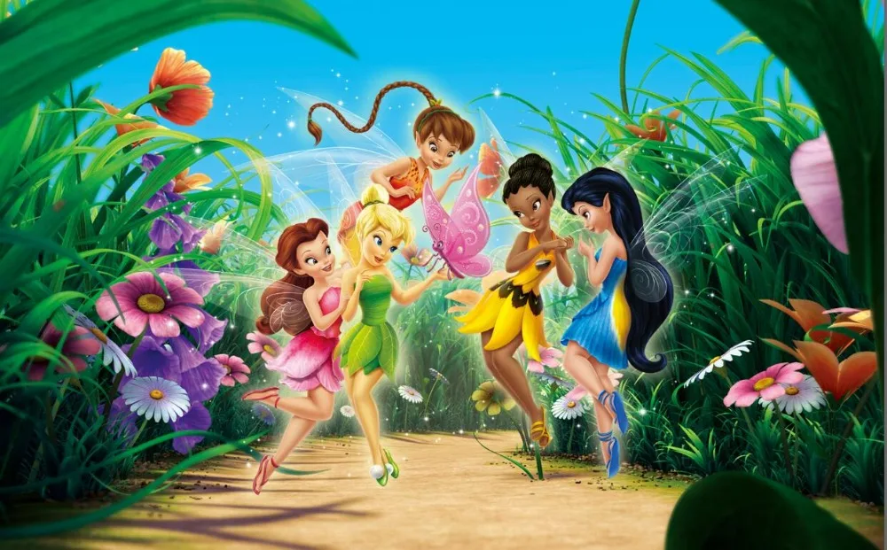 

7x5FT Fairy Green Field Tinkerbell Princess Custom Photo Studio Backdrop Background Vinyl 220cm x 150cm