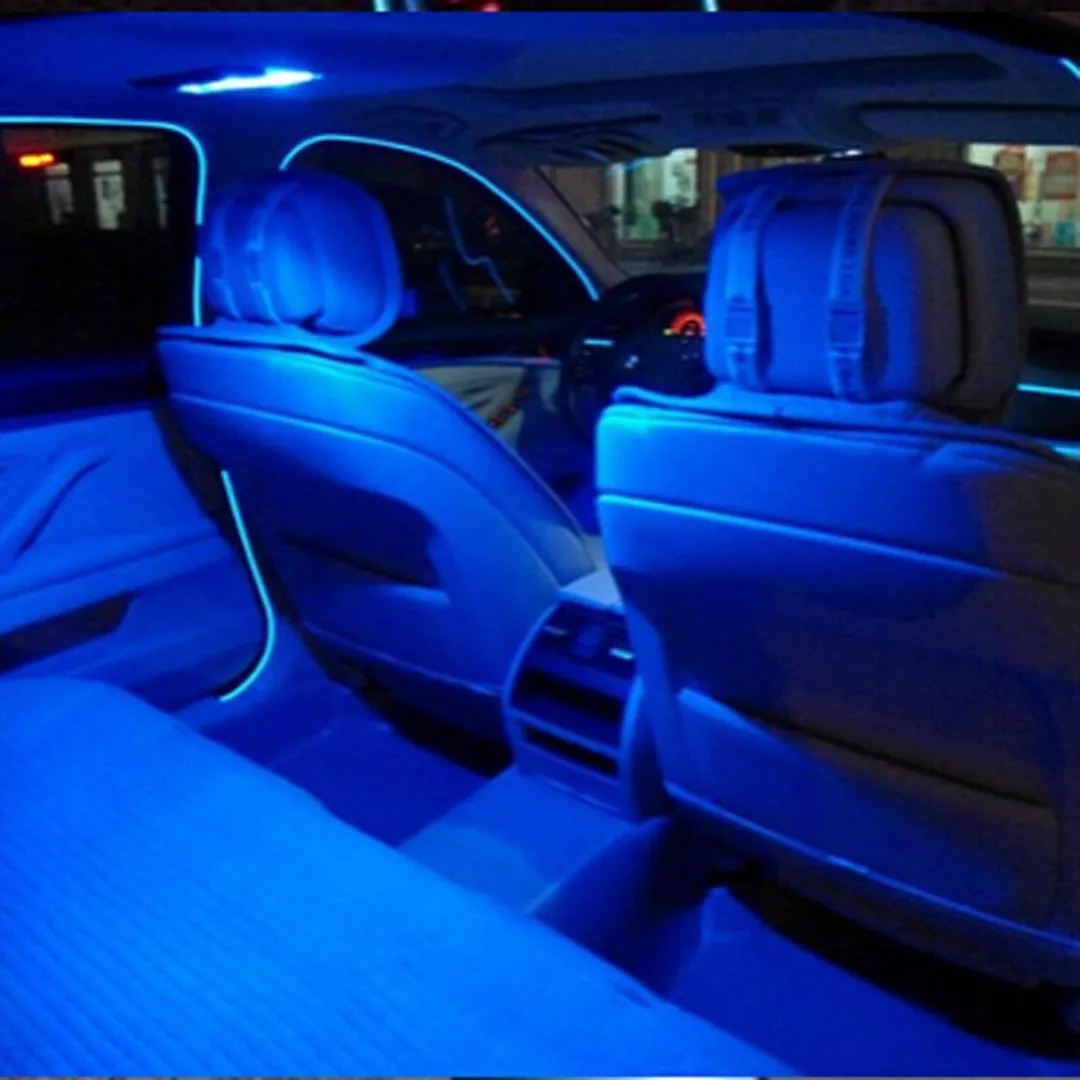 JX-LCLYL 2M Blue LED 12V EL Wire Interior Cold Light Strip Car Atmosphere Decor Light