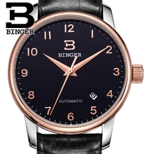 Switzerland watches men luxury brand18K gold Wristwatches BINGER business Mechanical Wristwatches leather strap B5005B 5