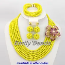 Желтые африканские Кристалл Бусины комплект ювелирных изделий Нигерии Свадебные африканские костюм Ювелирные наборы 6 laeyrs aes918