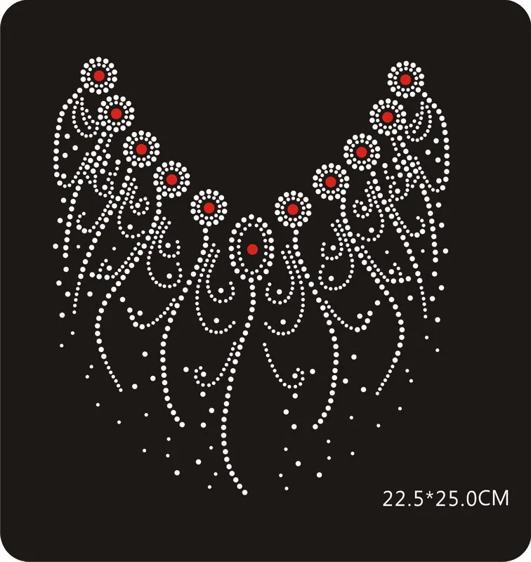 

2pc/lot Neckline patch hot fix rhinestone transfers iron on crystal transfers design iron on transfer for shirt coat bag