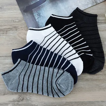 

1Pair korean style socks women men Unisex Comfortable Stripe Cotton Slippers Short Ankle Socks calcetines mujer streetwear
