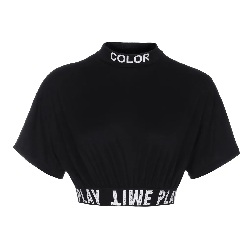 

MUQGEW Female Shirt Womens Simple Style Tunic Summer Letter Stitching O-Neck Tunic Leisure Short Sleeve Summer Shirt blusas 2019