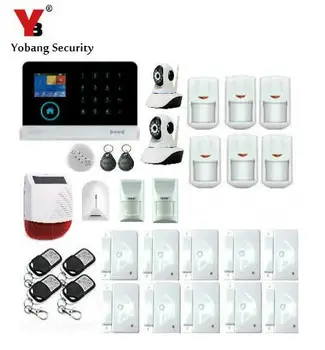

Yobang Security-Outdoor Solar Siren Camera Monitoring Home Security Protection WIFI GSM Alarm System Pet PIR Glass Break Sensor