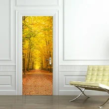 3D имитация двери стикер стены стикеры опадающие листья самоклеющиеся стены плакат ПВХ ванная комната гостиная домашний декор
