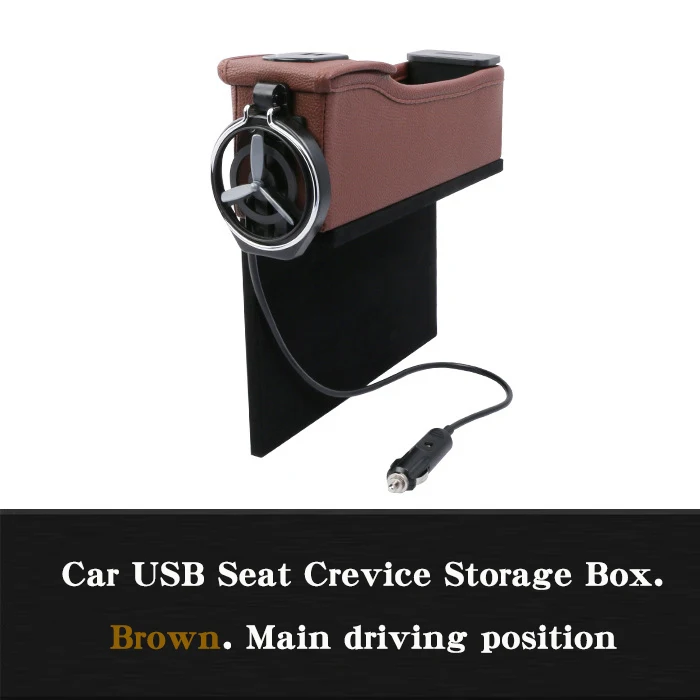 Автомобильное кресло щелевая коробка для хранения чашка держатель для напитков Органайзер Авто зазор карман два USB зарядки интерфейсы - Название цвета: Серый