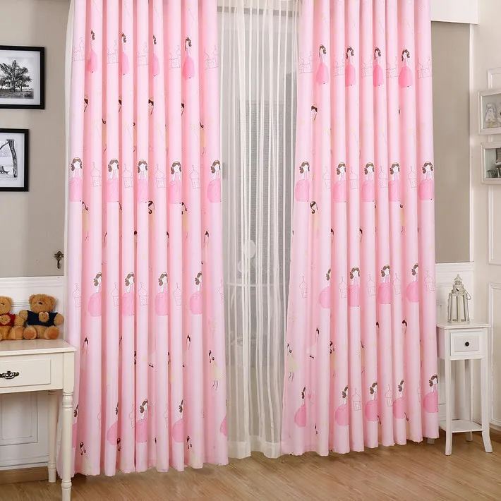 Modern Curtain Cute Pink Warm Tulle Curtains Girl Princess Printed