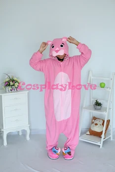 

Pink Leopard Pajamas Animal Cosplay Costume Kid Adult Pajamas Onesies Cartoon Sleepwear Sleepsuit