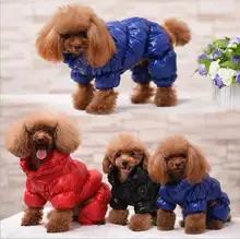 Warm Winter Dog Jumpsuit Coat Waterproof Pet Snowsuit  Fleece Pet Outfit Dog Clothes Black Red Blue XS S M L XL 2XL 