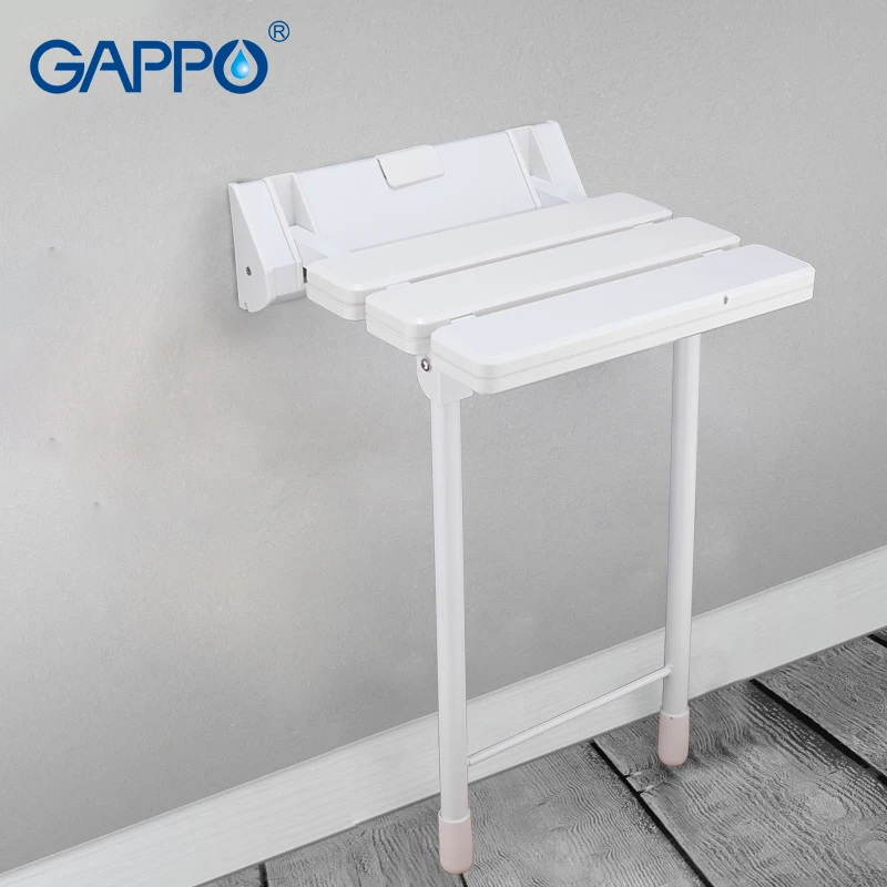 

GAPPO wall Mounted shower seats white wall mounted shower chair ABS plastic and Aluminium Alloy bath bench wall chairs