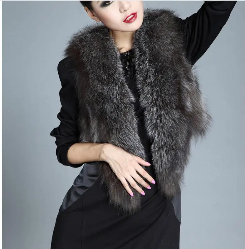 New Womens Slim Autumn And Winter Patchwork Slim Fur Vests Faux Fur