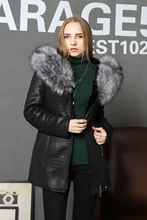 Genuine leather sheepskin Double faced Fur FOX Fur Collar Warm keeping Slim Lady suit Overcoat fashion High quality new style
