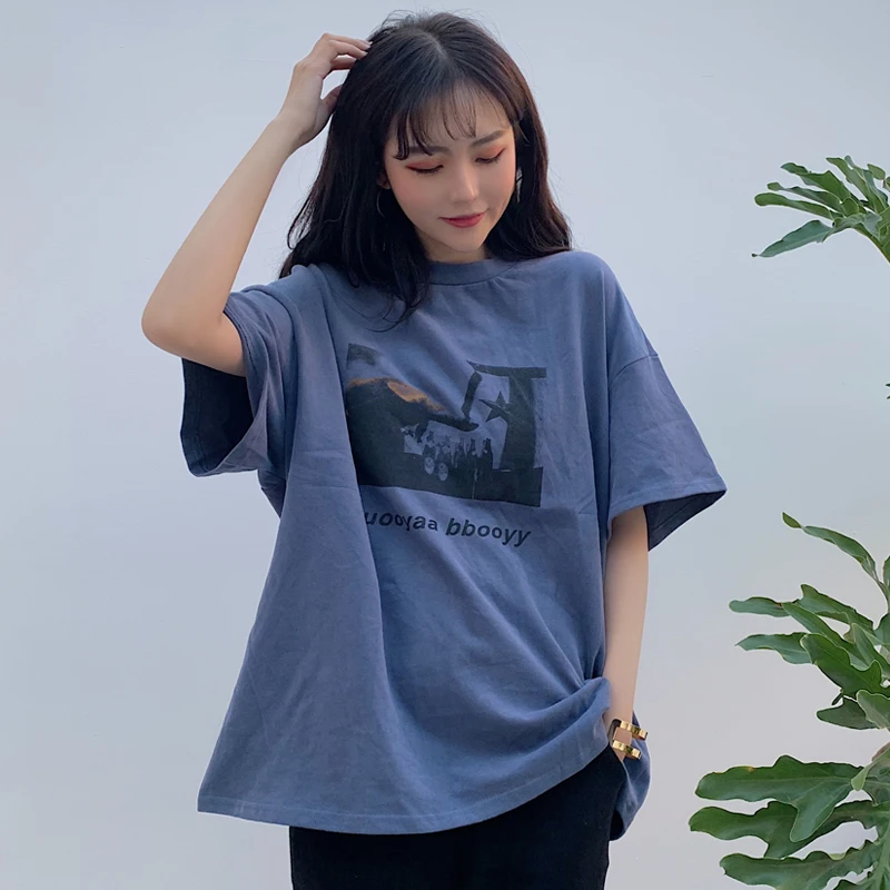 YouGeMan Harajuku Повседневное Для женщин футболка Топ 2019 сезон: весна–лето корейский