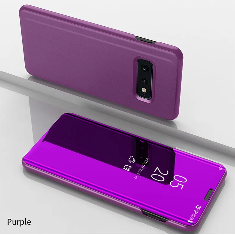 Зеркало заднего вида Смарт флип чехол для samsung Galaxy S10 S8 S9 плюс S7 край S6 примечание 9 8 5 J5 A6 A8 J4 J8 J6 A3 A5 крышка - Цвет: Purple