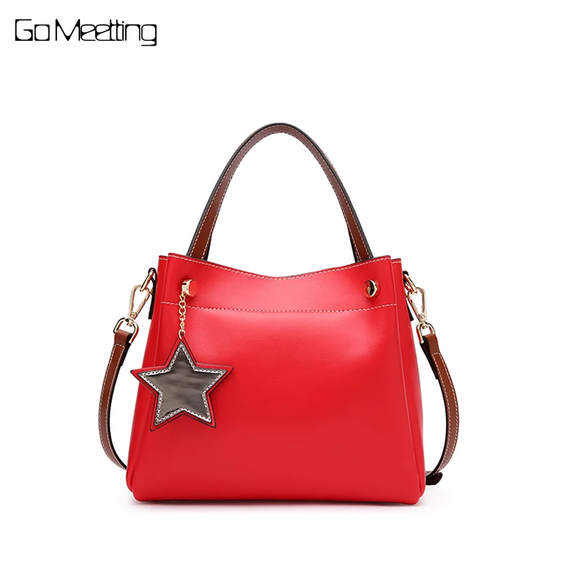 

Go Meetting Real Cow Leather Ladies HandBags Women Genuine Leather bags Totes Messenger Bags Luxury Brand Shoulder Crossbody Bag