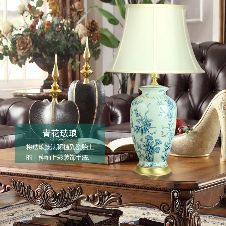 China Antique Living Room Vintage Table Lamp Porcelain Ceramic Table Lamp wedding decoration craft table lamp (6)