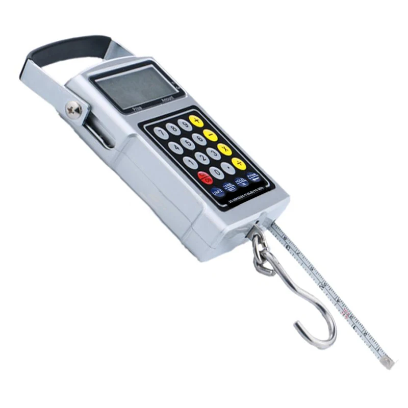 Max 50kg Electronic express scales portable spring scale +Clock+thermometer+Calculator+Valuation+Blue backlight+Tape
