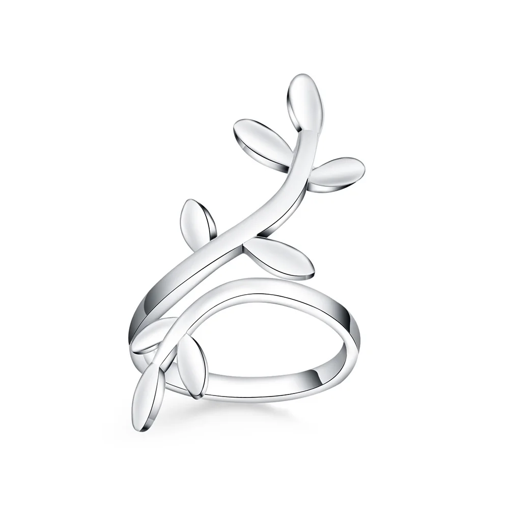 

factory Wholesale price Silver ring open for Women Wedding Lady Branches Leaf leaves lovely Jewelry Ring LR064